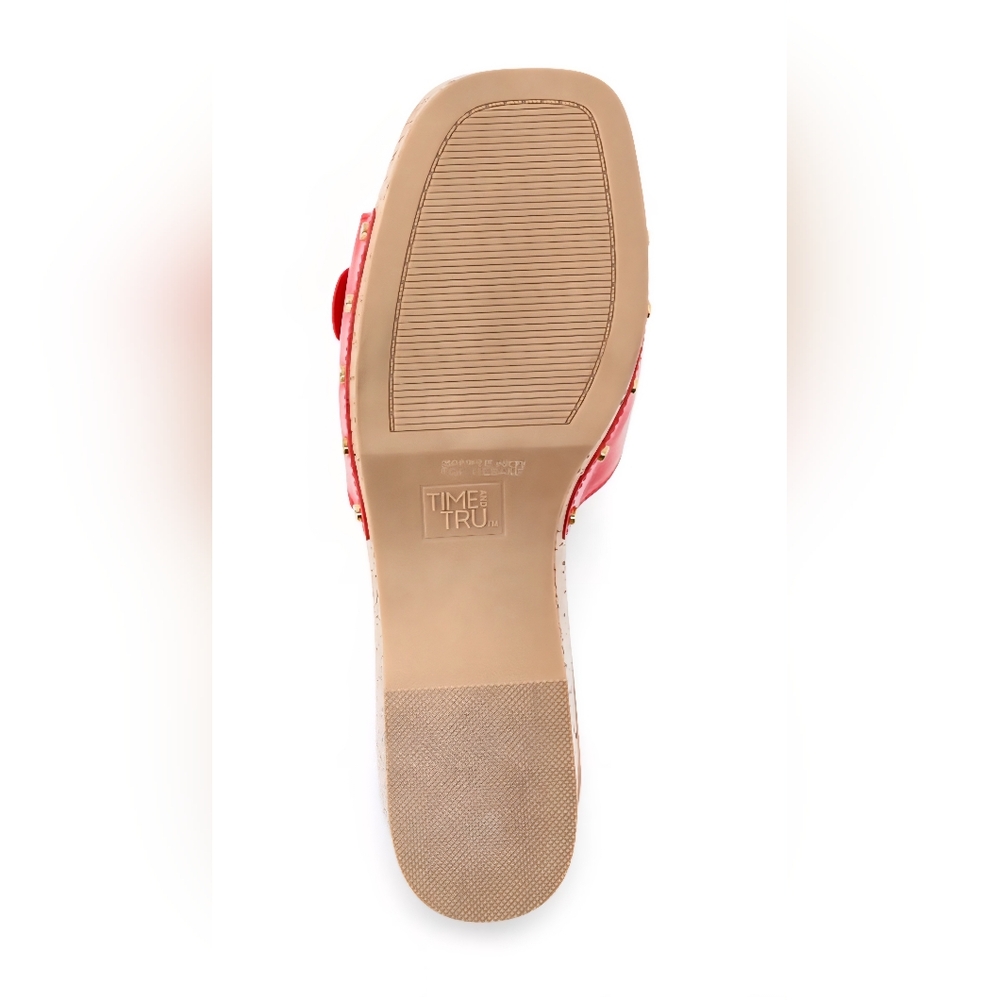 Time and Tru Women's Red Buckle Cork Platform Sandal - Picture 11 of 11